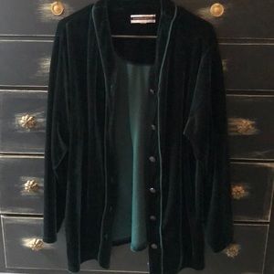 Green velvet cardigan